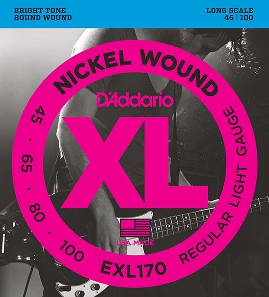 Струны для бас-гитары Long Regular Light 45-100 D`Addario EXL170 XL NICKEL WOUND