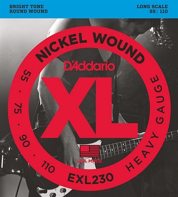 Струны для бас-гитары Long Heavy 55-110 D`Addario EXL230 XL NICKEL WOUND - фото 6439
