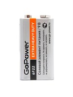 Элемент питания Крона 6F22 9В, солевой, GoPower 00-00015598 0559